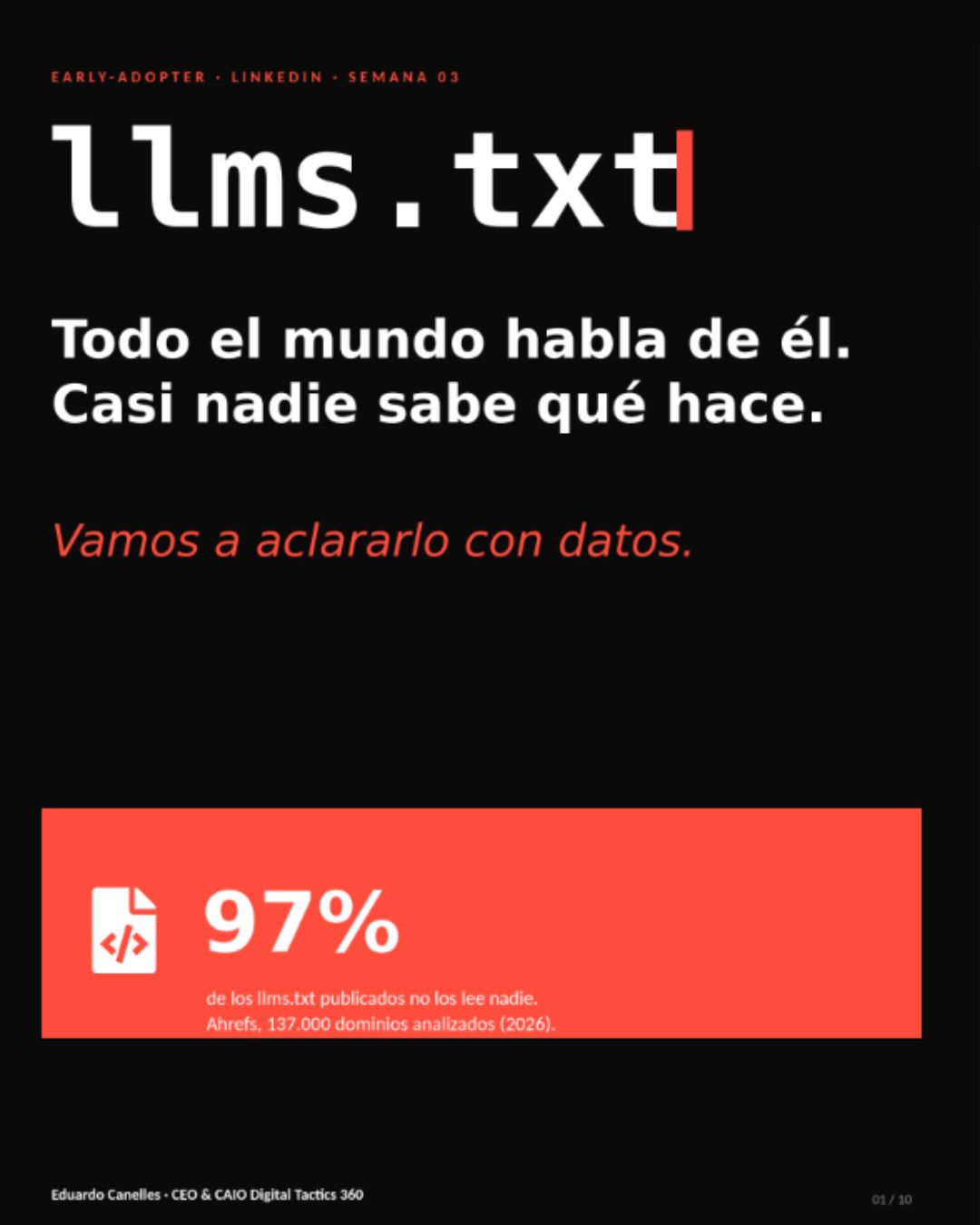 Portada digital del recurso gratuito llms.txt de Eduardo Canelles, CAIO de DT360
